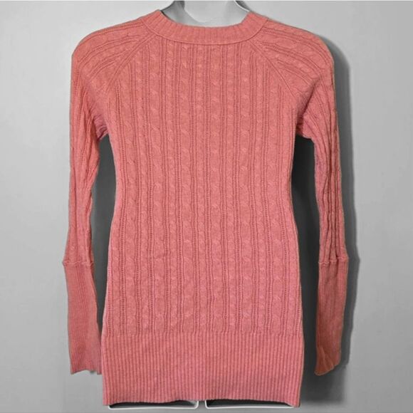 American Eagle Y2K Cable Knit Sweater Size XL Long Length Sleeve Ribbed Deep V - Picture 4 of 10